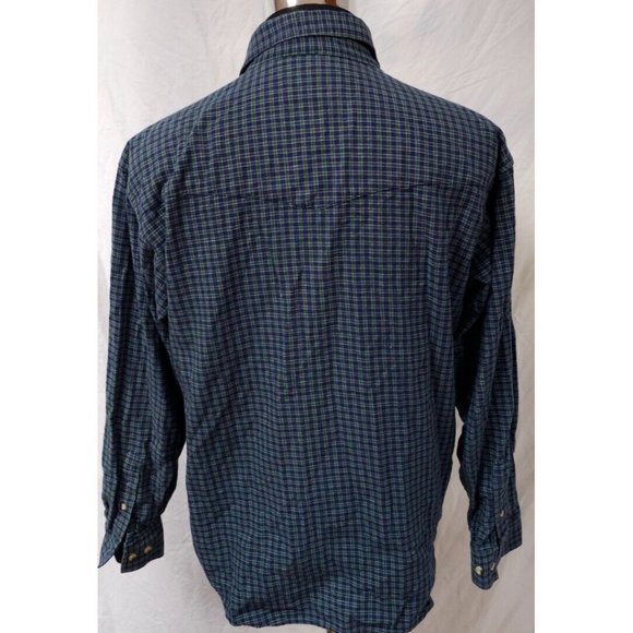 Roper XL Green Blue Check Long Sleeve Button Down Heavyweight Western Shirt - Picture 7 of 11